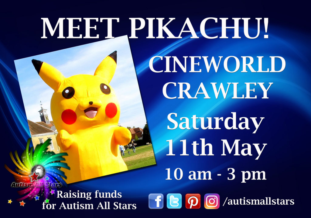 Aspergers, autism, Autism All Stars, autism awareness, characters, charity, cinema, Cineworld, cosplay, diversity, events, sussex, crawley, west sussex, Pokemon, Pikachu