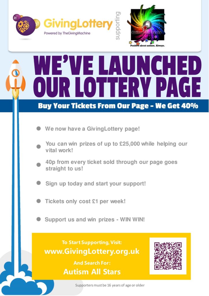 Aspergers, autism, Autism All Stars, autism awareness, charity, diversity, surrey, sussex, south east, Giving Lottery, fundraising, buy tickets, inclusion, acceptance