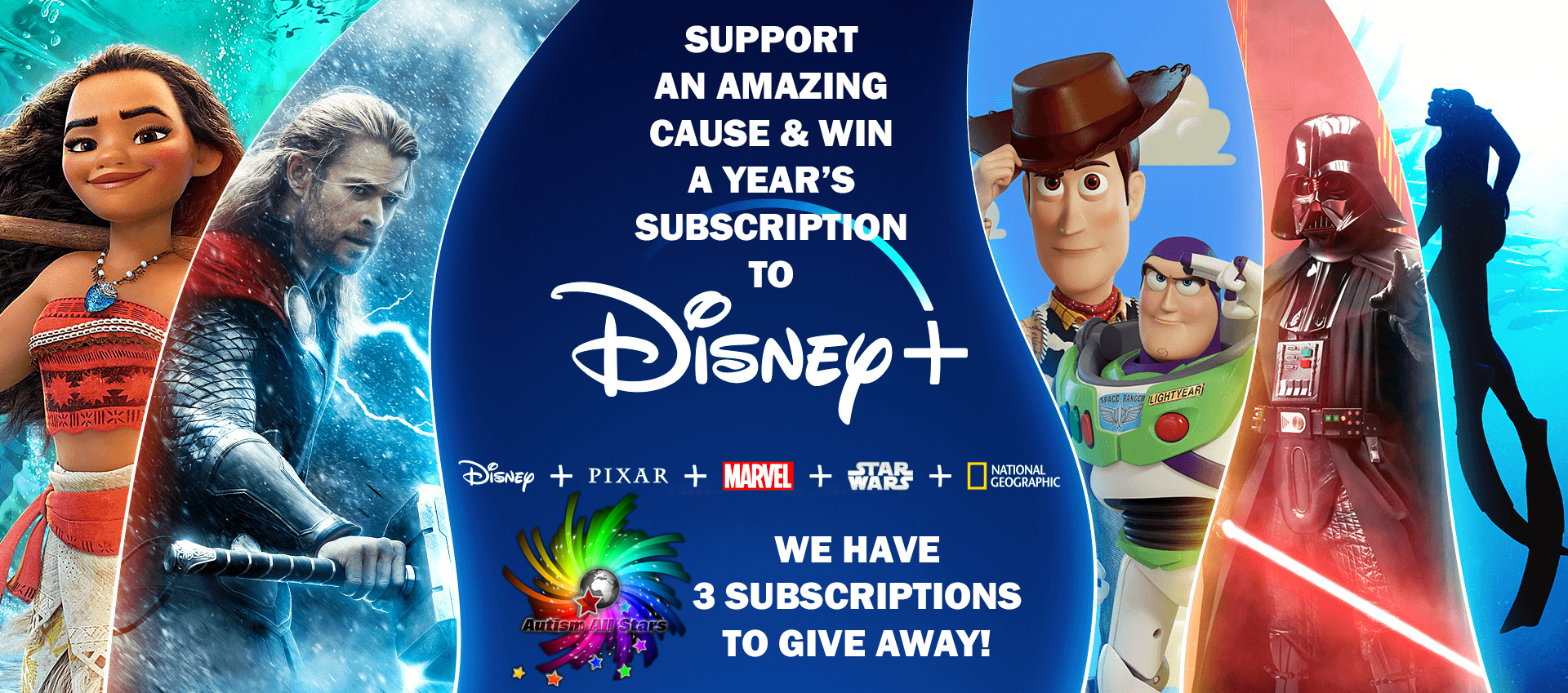 Aspergers, autism, Autism All Stars, autism awareness, charity, diversity, Surrey, Sussex, south east, UK, England, Disney Plus, raffle, Disney+, fundraising